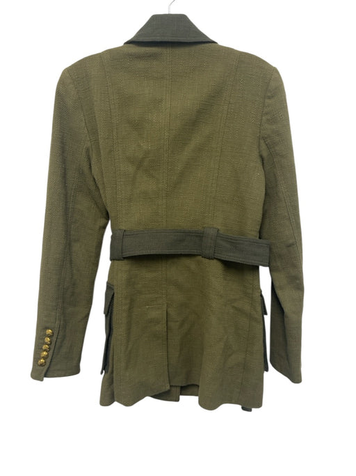Veronica Beard Size 2 Mixed Greens Cotton Blend Patch Pocket Button Front Jacket Mixed Greens / 2