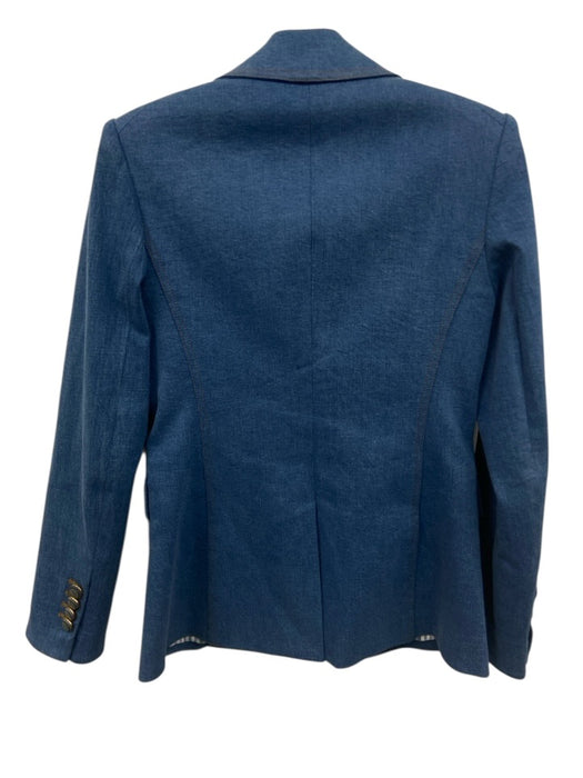 Veronica Beard Size 00 Medium Wash Cotton Blend Denim Shoulder Pads Jacket Medium Wash / 00