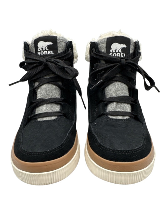 Sorel Shoe Size 6 Black, White & Beige textile upper Shearling Lined Sneakers Black, White & Beige / 6