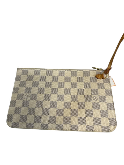 Louis Vuitton Navy blue & Cream Coated Canvas Leather trim Damier Azur Tote Bag Navy blue & Cream / MM