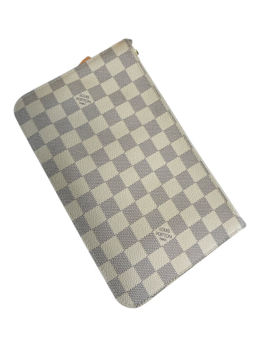 Louis Vuitton Navy blue & Cream Coated Canvas Leather trim Damier Azur Tote Bag Navy blue & Cream / MM