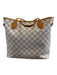 Louis Vuitton Navy blue & Cream Coated Canvas Leather trim Damier Azur Tote Bag Navy blue & Cream / MM