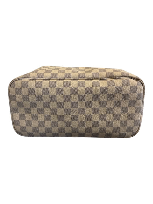 Louis Vuitton Navy blue & Cream Coated Canvas Leather trim Damier Azur Tote Bag Navy blue & Cream / MM