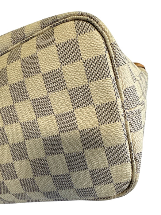 Louis Vuitton Navy blue & Cream Coated Canvas Leather trim Damier Azur Tote Bag Navy blue & Cream / MM