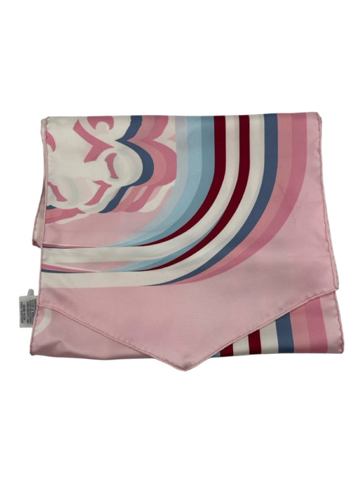 Hermes Pink, Blue, Burgundy Silk Rolled Hem Abstract Print scarf Pink, Blue, Burgundy