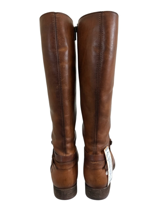 Frye Shoe Size 6 Brown Leather Round Toe Ankle Wrap Side Zip Knee High Boots Brown / 6