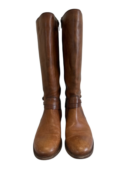 Frye Shoe Size 6 Brown Leather Round Toe Ankle Wrap Side Zip Knee High Boots Brown / 6