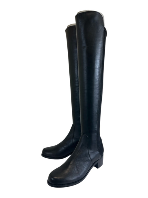 Stuart Weitzman Shoe Size 5.5 Black Leather Upper Almond Toe Textile Boots Black / 5.5
