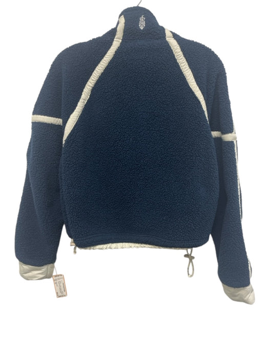 FP Movement Size XS Navy Blue & White Polyester Shearling Contrast Jacket Navy Blue & White / XS