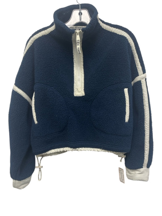 FP Movement Size XS Navy Blue & White Polyester Shearling Contrast Jacket Navy Blue & White / XS