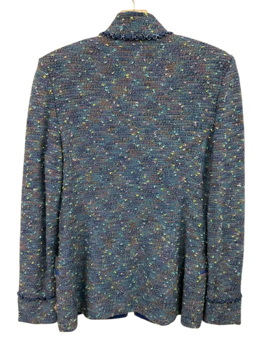 St. John Couture Size 2 Blue & Green Missing Fabric Tag Tweed Zip Front Jacket Blue & Green / 2