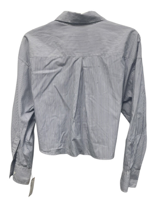 Rag & Bone Size XS White & Blue Cotton Striped Long Sleeve Button Up Crop Top White & Blue / XS