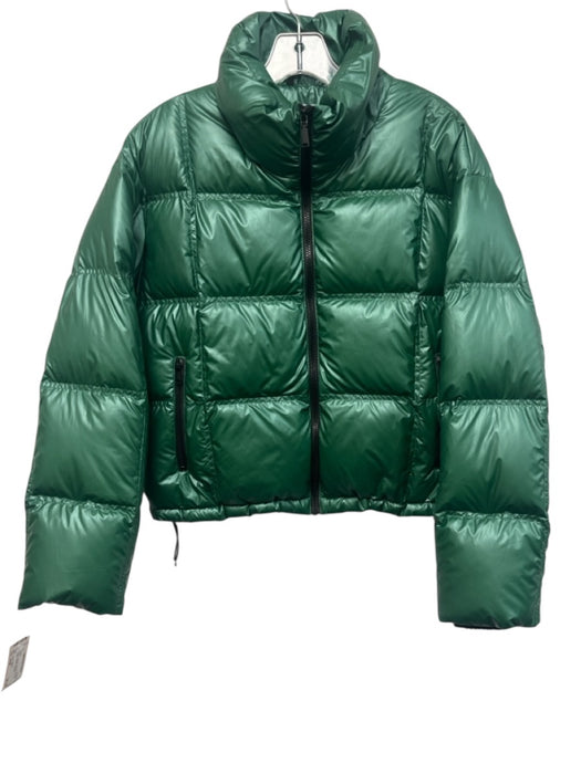 Antonio Melani Size Small Green Polyester Down Fill Zip Front Puffer Jacket Green / Small