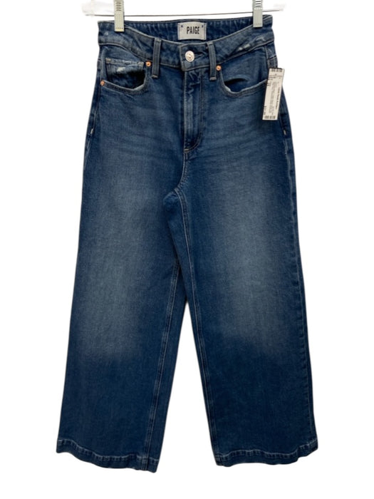 Paige Size 24 Medium Wash Cotton Blend Wide Leg High Rise Jeans Medium Wash / 24