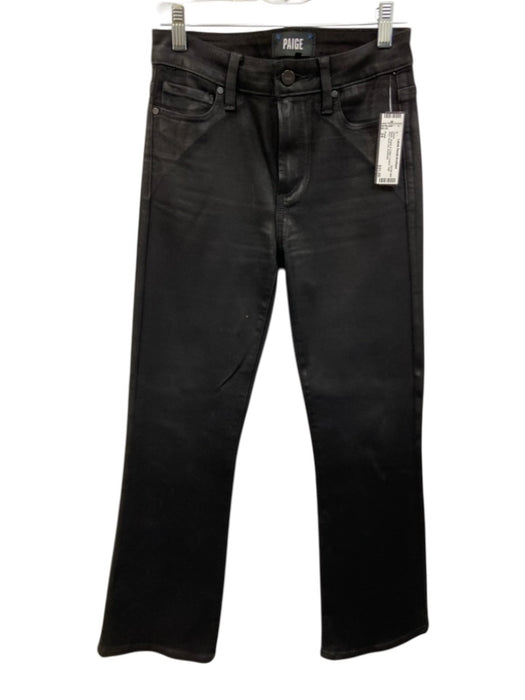 Paige Size 24 Black Rayon & Cotton Coated High Rise Boot Cut Jeans Black / 24