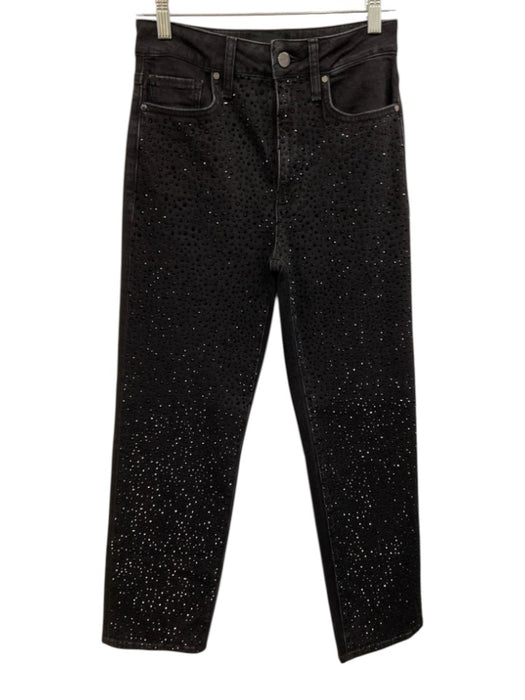Paige Size 25 Black Cotton Blend Rhinestone Embellished High Rise Jeans Black / 25