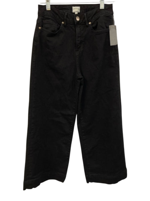 Ann Mashburn Size 24 Black Cotton Blend High Rise Wide Leg Jeans Black / 24