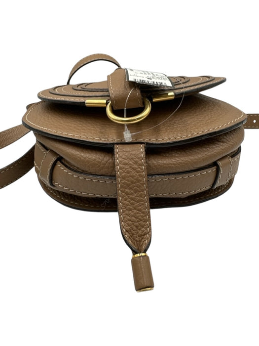 Chloe Brown Leather Flap Top Saddle Crossbody Mini Bag Brown / S