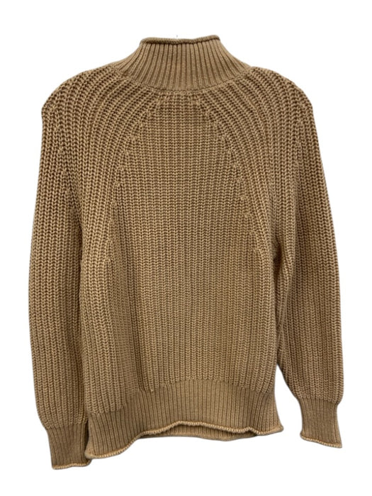 J Crew Size XS Light Brown Cotton Mock Neck Rib Knit Sweater Light Brown / XS