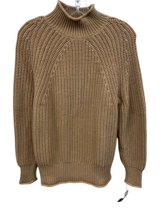 J Crew Size XS Light Brown Cotton Mock Neck Rib Knit Sweater Light Brown / XS