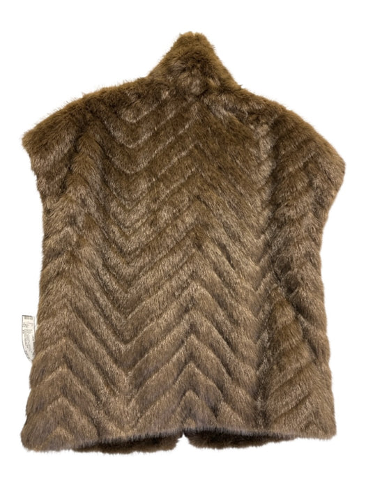 Cole Haan Signature Size XS Brown Polyester Faux Fur Zip Up high neck Vest Brown / XS