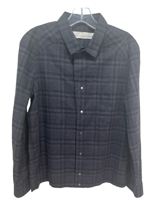 Golden Goose Size M Gray & Blue Cotton Blend Plaid Button Down Long Sleeve Shirt M