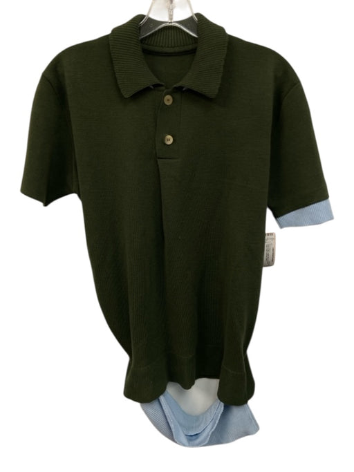 Jaquemus Size Est M Green & Blue Cotton Blend Knit Polo Men's Short Sleeve Green & Blue / Est M