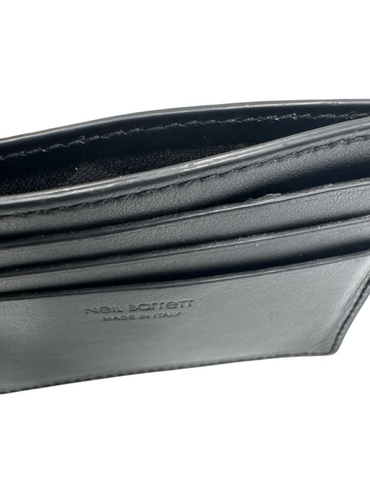 Neil Barrett Navy & White Leather Lightning Bolt Cardholder Men's Wallet Navy & White