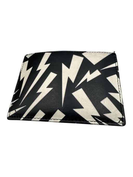 Neil Barrett Navy & White Leather Lightning Bolt Cardholder Men's Wallet Navy & White