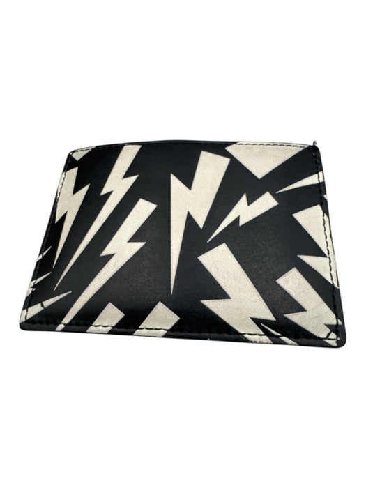 Neil Barrett Navy & White Leather Lightning Bolt Cardholder Men's Wallet Navy & White