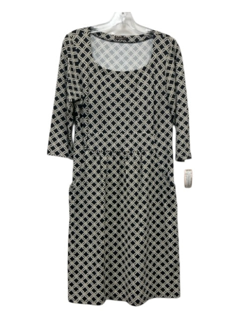 J. McLaughlin Size S Navy blue & Cream Nylon & Spandex 3/4 Sleeve Dress Navy blue & Cream / S