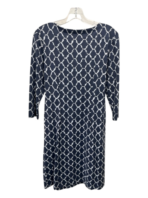 J. McLaughlin Size S Blue & Gray Nylon & Spandex 3/4 Sleeve Lattice Print Dress Blue & Gray / S