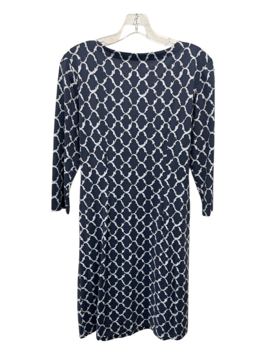 J. McLaughlin Size S Blue & Gray Nylon & Spandex 3/4 Sleeve Lattice Print Dress Blue & Gray / S