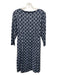 J. McLaughlin Size S Blue & Gray Nylon & Spandex 3/4 Sleeve Lattice Print Dress Blue & Gray / S