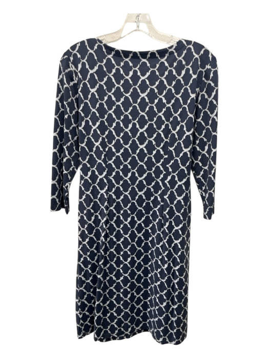 J. McLaughlin Size S Blue & Gray Nylon & Spandex 3/4 Sleeve Lattice Print Dress Blue & Gray / S