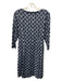 J. McLaughlin Size S Blue & Gray Nylon & Spandex 3/4 Sleeve Lattice Print Dress Blue & Gray / S