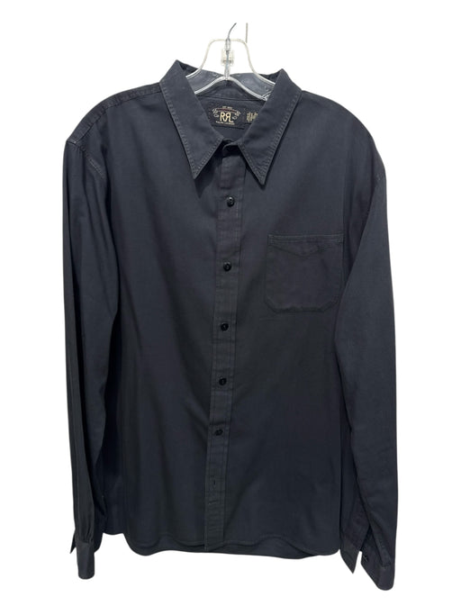 RRL Size L Black Cotton Solid Button Down Men's Long Sleeve Shirt Black / L