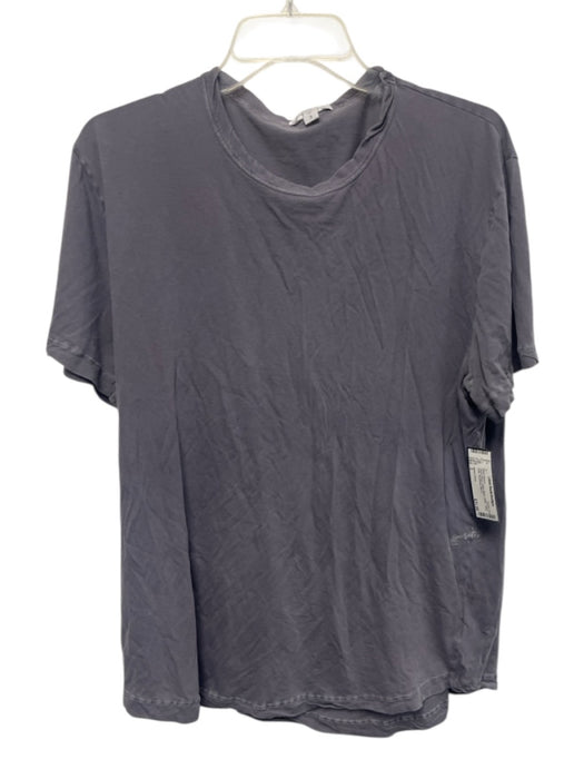 James Perse Size 3 Faded Black Cotton Blend Solid T shirt Crew Short Sleeve Faded Black / 3