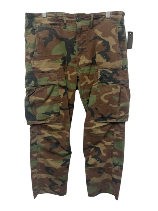 RRL Size 34 Green & Brown Cotton Camo Cargo Pocket Side Tabs Men's Pants Green & Brown / 34