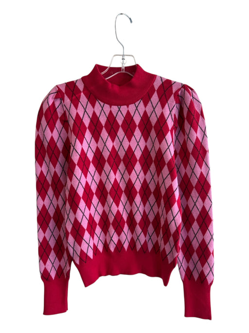 qed london Size XS Red & Pink Viscose & Polyester High Neck Long Sleeve Sweater Red & Pink / XS