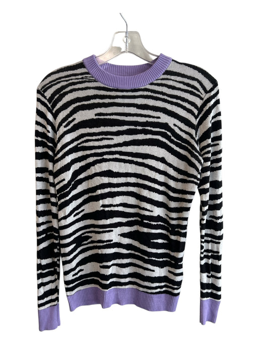 Gianni Feraud Size 6 Purple Black & White Viscose Blend Round Neck Zebra Sweater Purple Black & White / 6