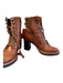 naturalizer Shoe Size 6 Brown Leather Almond Toe lace up Block Heel Booties Brown / 6