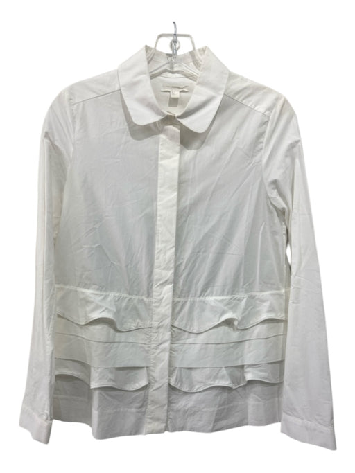 COS Size 2 White Cotton Button Up Long Sleeve Collar Top White / 2