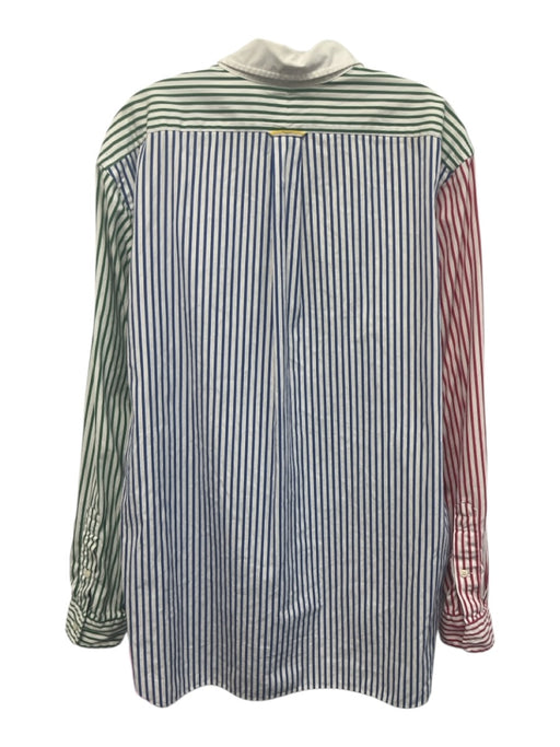 Ralph Lauren Size L White & Multi Cotton Long Sleeve Striped Collar Vintage Top White & Multi / L