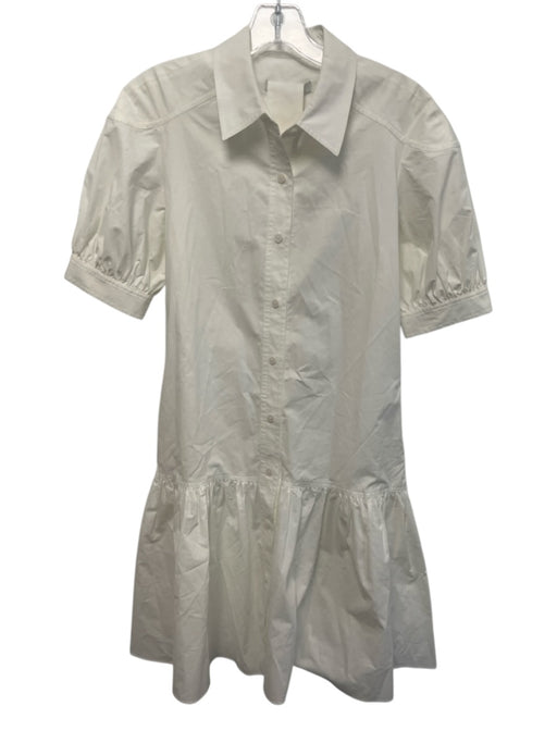 Derek Lam 10 Crosby Size 2 White Cotton 1/2 Sleeve Button Up Collar Midi Dress White / 2