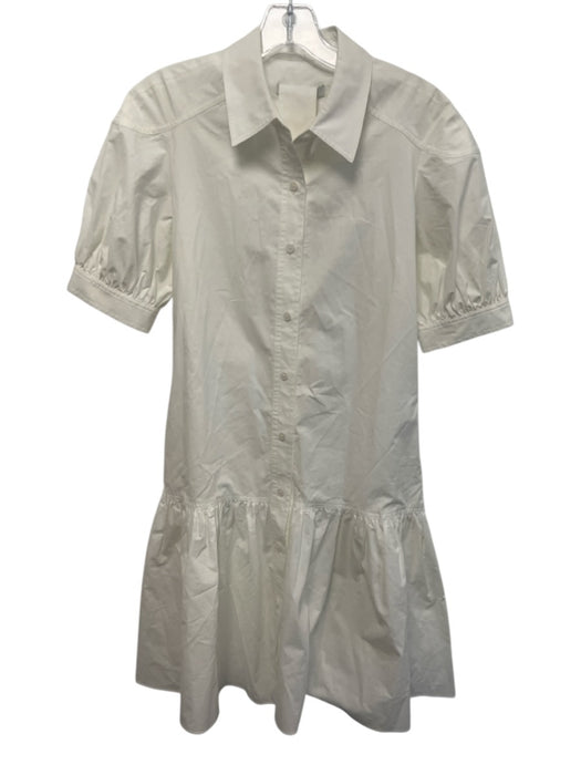 Derek Lam 10 Crosby Size 2 White Cotton 1/2 Sleeve Button Up Collar Midi Dress White / 2