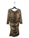 Dolce & Gabbana Size 46 Tan & brown Silk Blend Round Neck Leopard Print Dress Tan & brown / 46