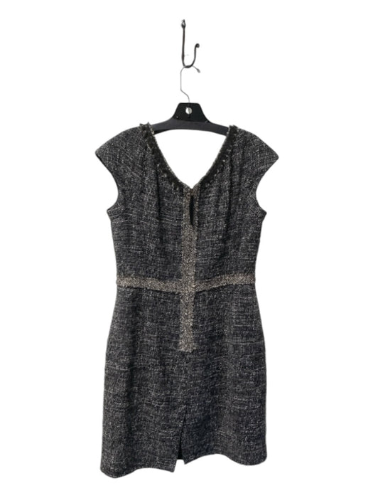 Rebecca Taylor Size 12 Grey & White Acrylic Blend Scoop Neck Sleeveless Dress Grey & White / 12