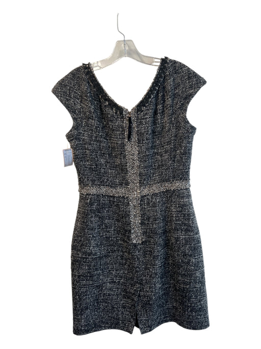 Rebecca Taylor Size 12 Gray & White Acrylic Blend Cap Sleeve Back Zip Dress Gray & White / 12