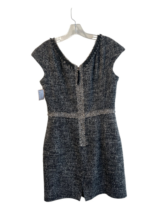 Rebecca Taylor Size 12 Gray & White Acrylic Blend Cap Sleeve Back Zip Dress Gray & White / 12